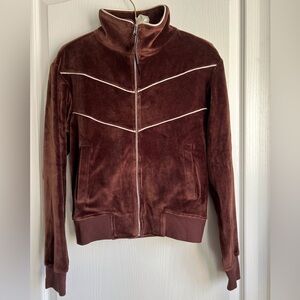 NWT Nili Lotan Andreas Velvet Velour Track Jacket w/ Piping Chocolate Brown XS